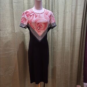 Roberto Cavalli rose scarf midi dress, US6